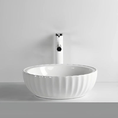 INFINITY CERAMIC ART BASIN ROUND ABOVE COUNTER GLOSS WHITE 400MM
