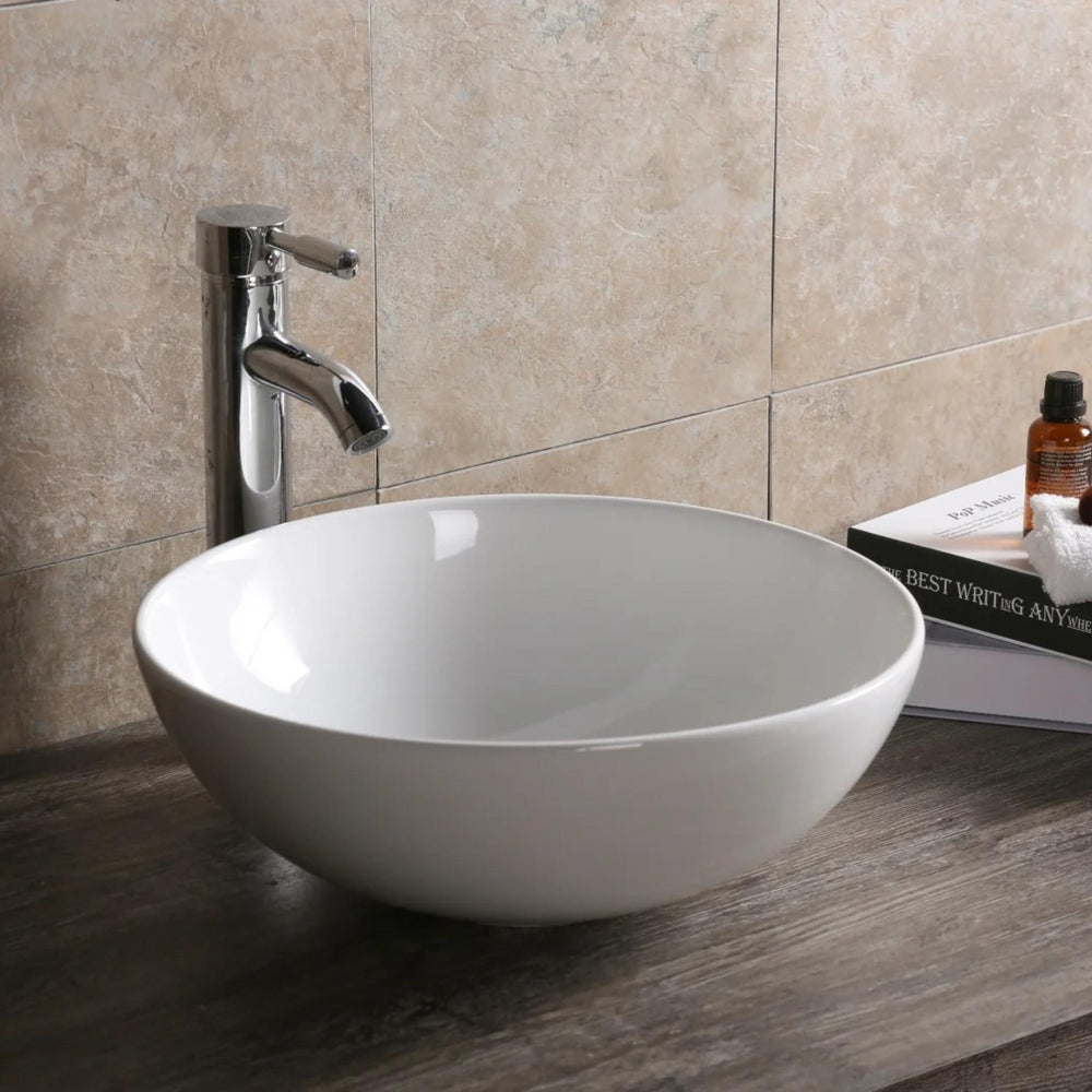 INFINITY ABOVE COUNTER CERAMIC BASIN ROUND MATTE WHITE 400MM
