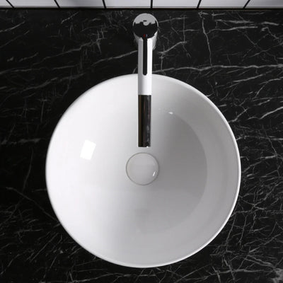 INFINITY ABOVE COUNTER CERAMIC BASIN ROUND GLOSS WHITE 400MM