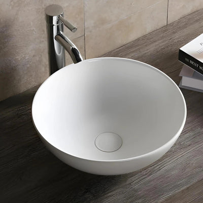 INFINITY ABOVE COUNTER CERAMIC BASIN ROUND MATTE WHITE 400MM