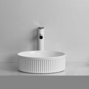 INFINITY ABOVE COUNTER CERAMIC BASIN ROUND MATTE WHITE 360MM