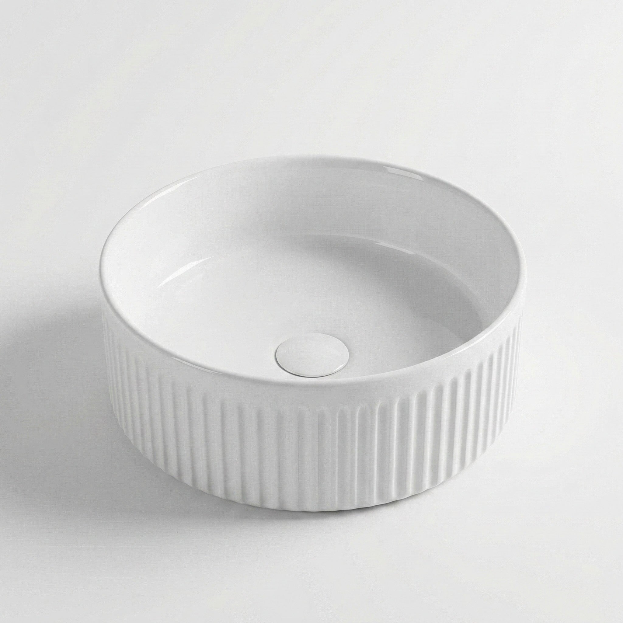 INFINITY ABOVE COUNTER CERAMIC BASIN ROUND GLOSS WHITE 360MM