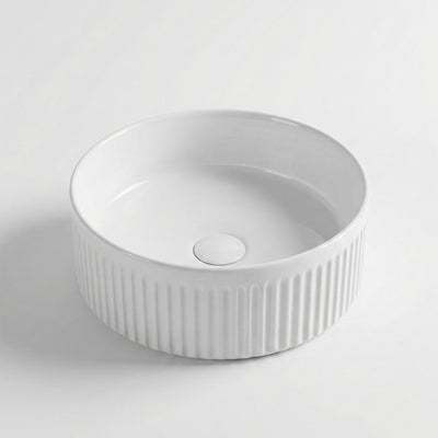 INFINITY ABOVE COUNTER CERAMIC BASIN ROUND GLOSS WHITE 360MM