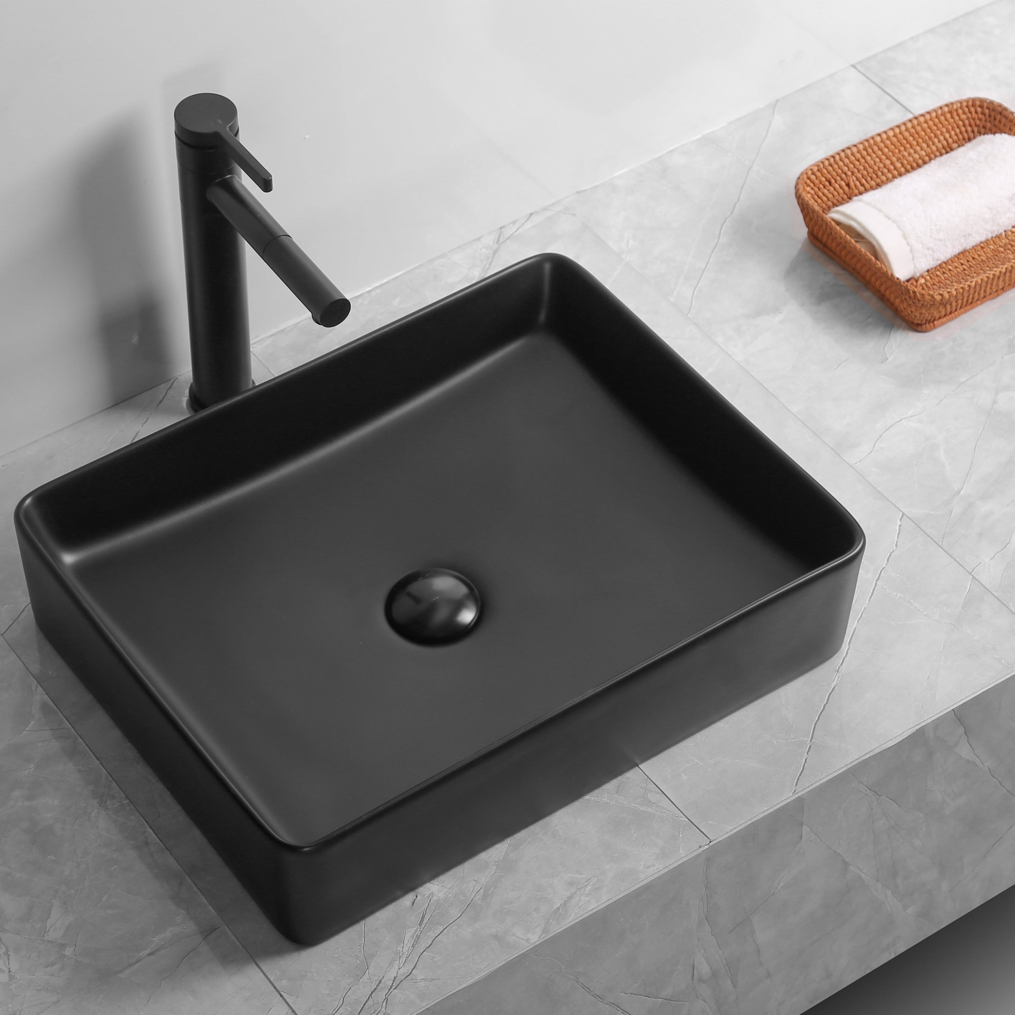 INFINITY ABOVE COUNTER CERAMIC BASIN MATTE BLACK 480MM