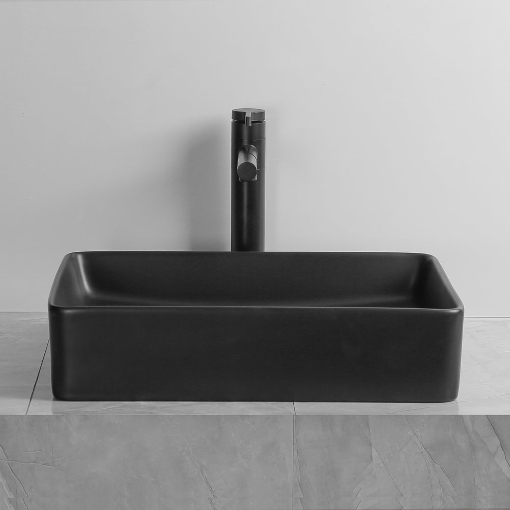 INFINITY ABOVE COUNTER CERAMIC BASIN MATTE BLACK 480MM