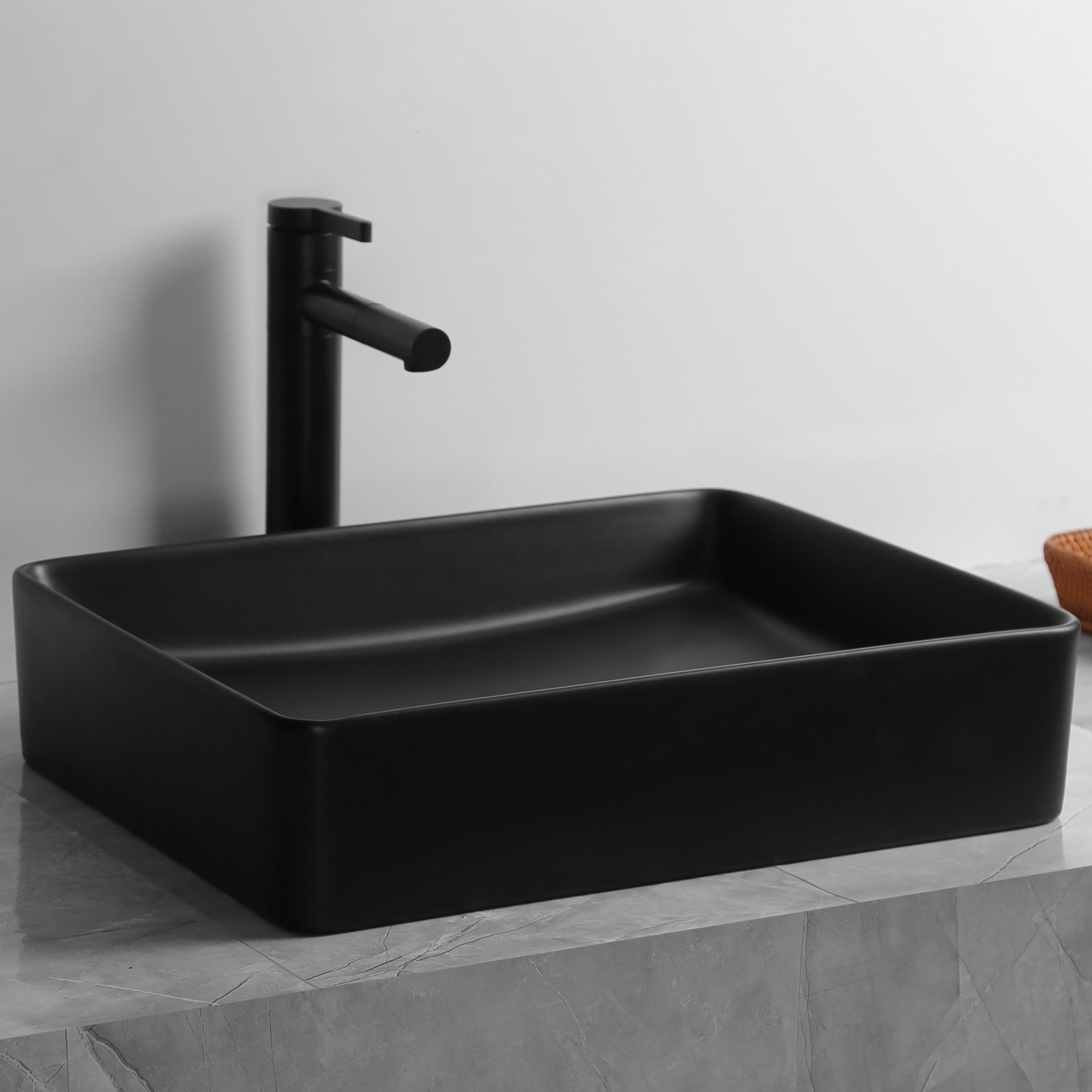 INFINITY ABOVE COUNTER CERAMIC BASIN MATTE BLACK 480MM