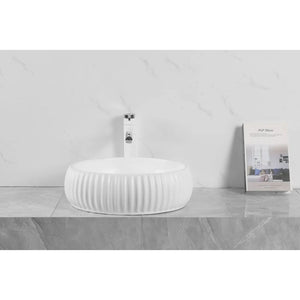 INFINITY ABOVE COUNTER CERAMIC BASIN ROUND MATTE WHITE 420MM