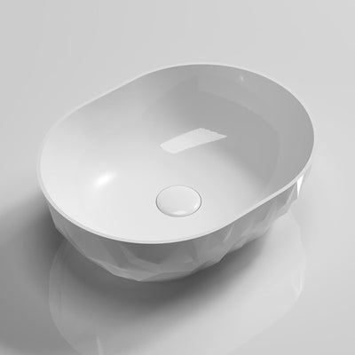 INFINITY ABOVE COUNTER CERAMIC BASIN OVAL GLOSS WHITE 450MM