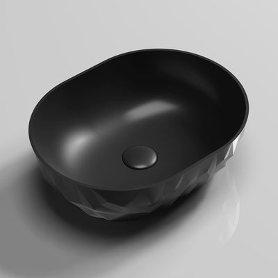 INFINITY ABOVE COUNTER CERAMIC BASIN OVAL MATTE BLACK 450MM
