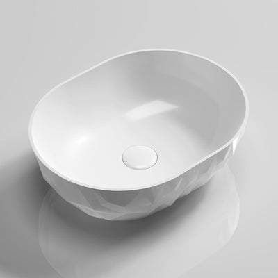 INFINITY ABOVE COUNTER CERAMIC BASIN OVAL MATTE WHITE 450MM