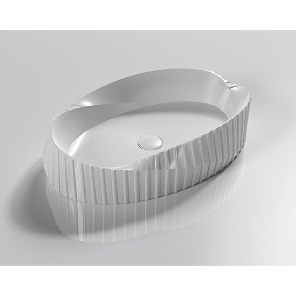 INFINITY ABOVE COUNTER CERAMIC BASIN OVAL GLOSS WHITE 600MM