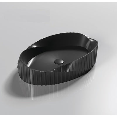INFINITY ABOVE COUNTER CERAMIC BASIN OVAL MATTE BLACK 600MM