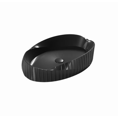 INFINITY ABOVE COUNTER CERAMIC BASIN OVAL MATTE BLACK 600MM