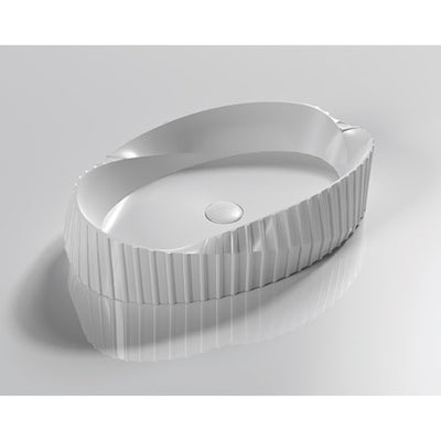 INFINITY ABOVE COUNTER CERAMIC BASIN OVAL MATTE WHITE 600MM