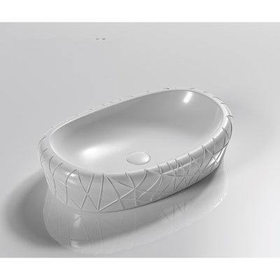 INFINITY ABOVE COUNTER CERAMIC BASIN OVAL GLOSS WHITE 600MM