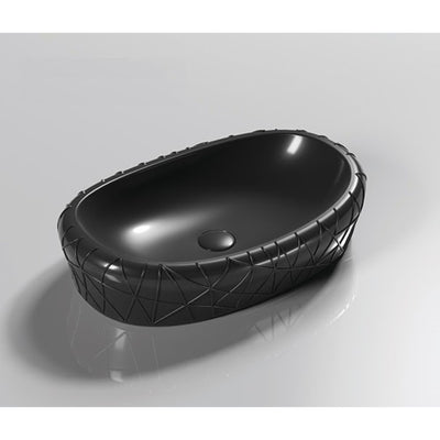 INFINITY ABOVE COUNTER CERAMIC BASIN OVAL MATTE BLACK 600MM