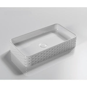 INFINITY ABOVE COUNTER CERAMIC BASIN RECTANGULAR GLOSS WHITE 610MM