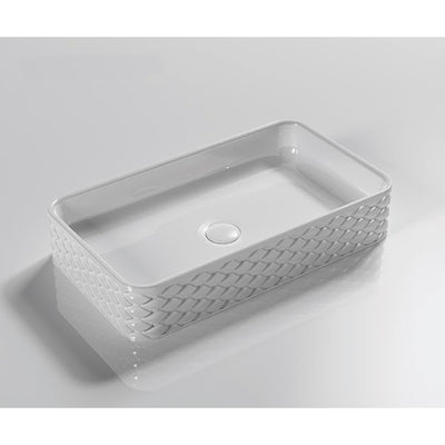 INFINITY ABOVE COUNTER CERAMIC BASIN RECTANGULAR GLOSS WHITE 610MM