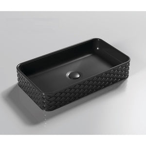 INFINITY ABOVE COUNTER CERAMIC BASIN RECTANGULAR MATTE BLACK 610MM
