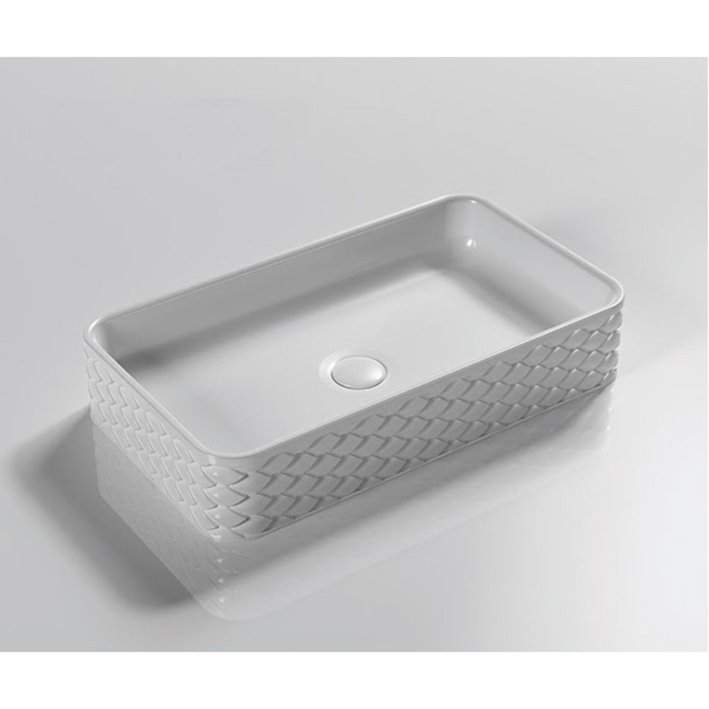INFINITY ABOVE COUNTER CERAMIC BASIN RECTANGULAR MATTE WHITE 610MM
