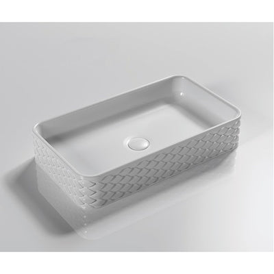 INFINITY ABOVE COUNTER CERAMIC BASIN RECTANGULAR MATTE WHITE 610MM