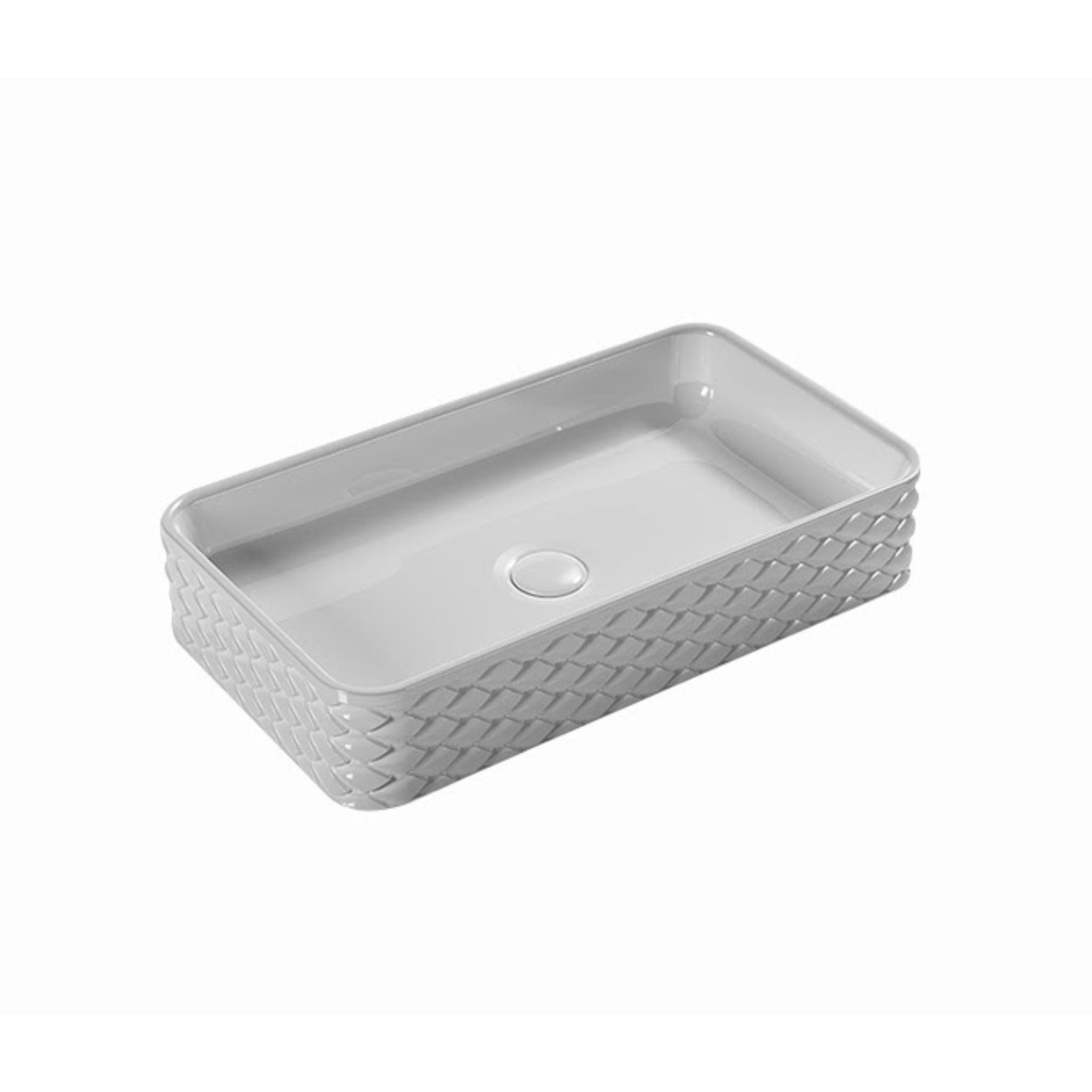 INFINITY ABOVE COUNTER CERAMIC BASIN RECTANGULAR GLOSS WHITE 610MM