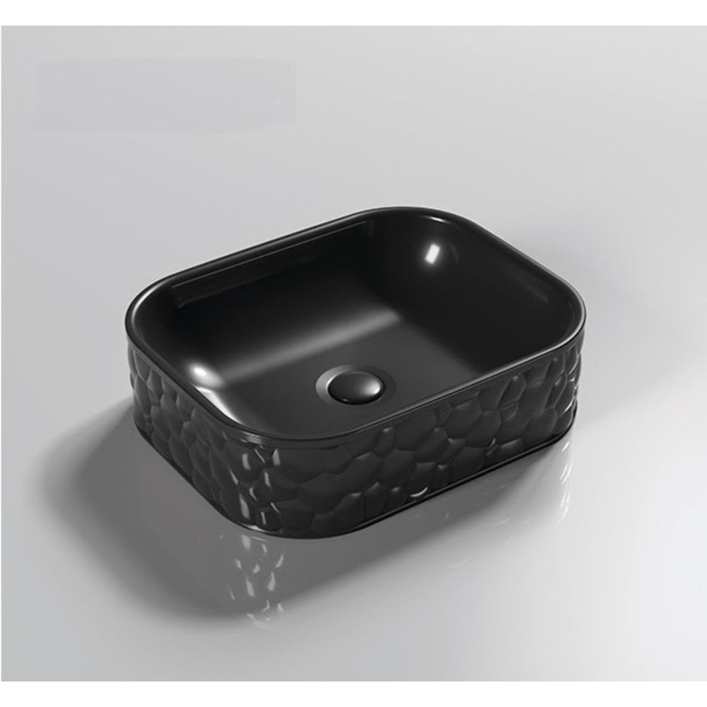 INFINITY ABOVE COUNTER CERAMIC BASIN RECTANGULAR MATTE BLACK 510MM