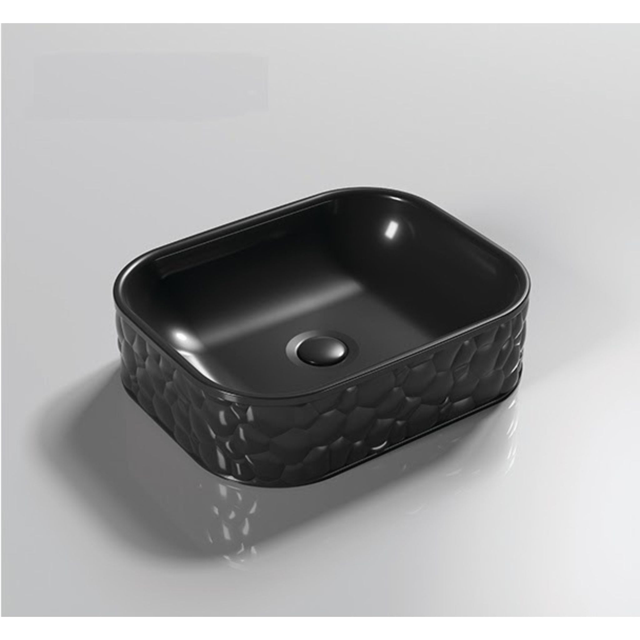 INFINITY ABOVE COUNTER CERAMIC BASIN RECTANGULAR MATTE BLACK 510MM