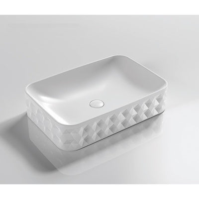 INFINITY ABOVE COUNTER CERAMIC BASIN RECTANGULAR GLOSS WHITE 600MM