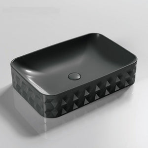 INFINITY ABOVE COUNTER CERAMIC BASIN RECTANGULAR MATTE BLACK 600MM