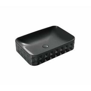INFINITY ABOVE COUNTER CERAMIC BASIN RECTANGULAR MATTE BLACK 600MM