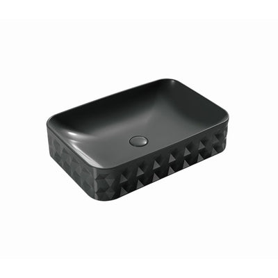 INFINITY ABOVE COUNTER CERAMIC BASIN RECTANGULAR MATTE BLACK 600MM