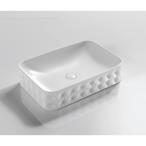 INFINITY ABOVE COUNTER CERAMIC BASIN RECTANGULAR MATTE WHITE 600MM