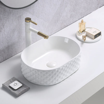 INFINITY ABOVE COUNTER CERAMIC BASIN GLOSS WHITE 450MM