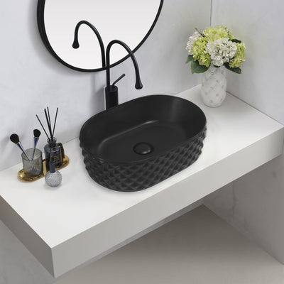 INFINITY ABOVE COUNTER CERAMIC BASIN MATTE BLACK 450MM