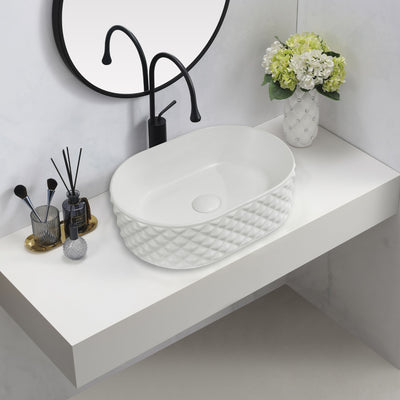 INFINITY ABOVE COUNTER CERAMIC BASIN MATTE WHITE 450MM