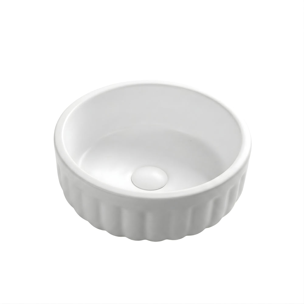 INFINITY ABOVE COUNTER CERAMIC BASIN MATTE WHITE 385MM