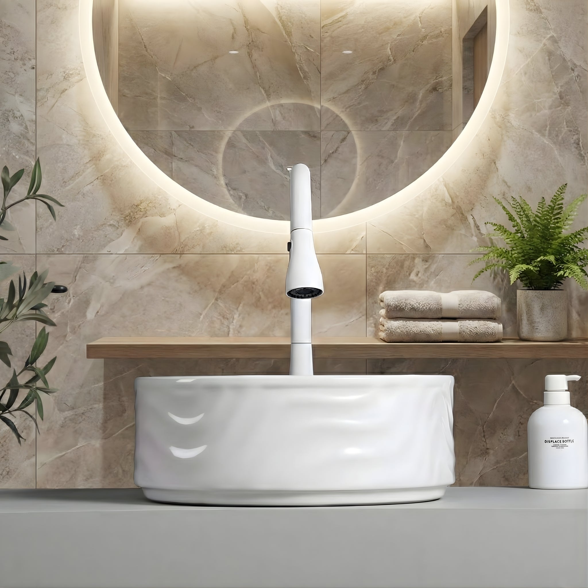 INFINITY ABOVE COUNTER CERAMIC BASIN MATTE WHITE 420MM