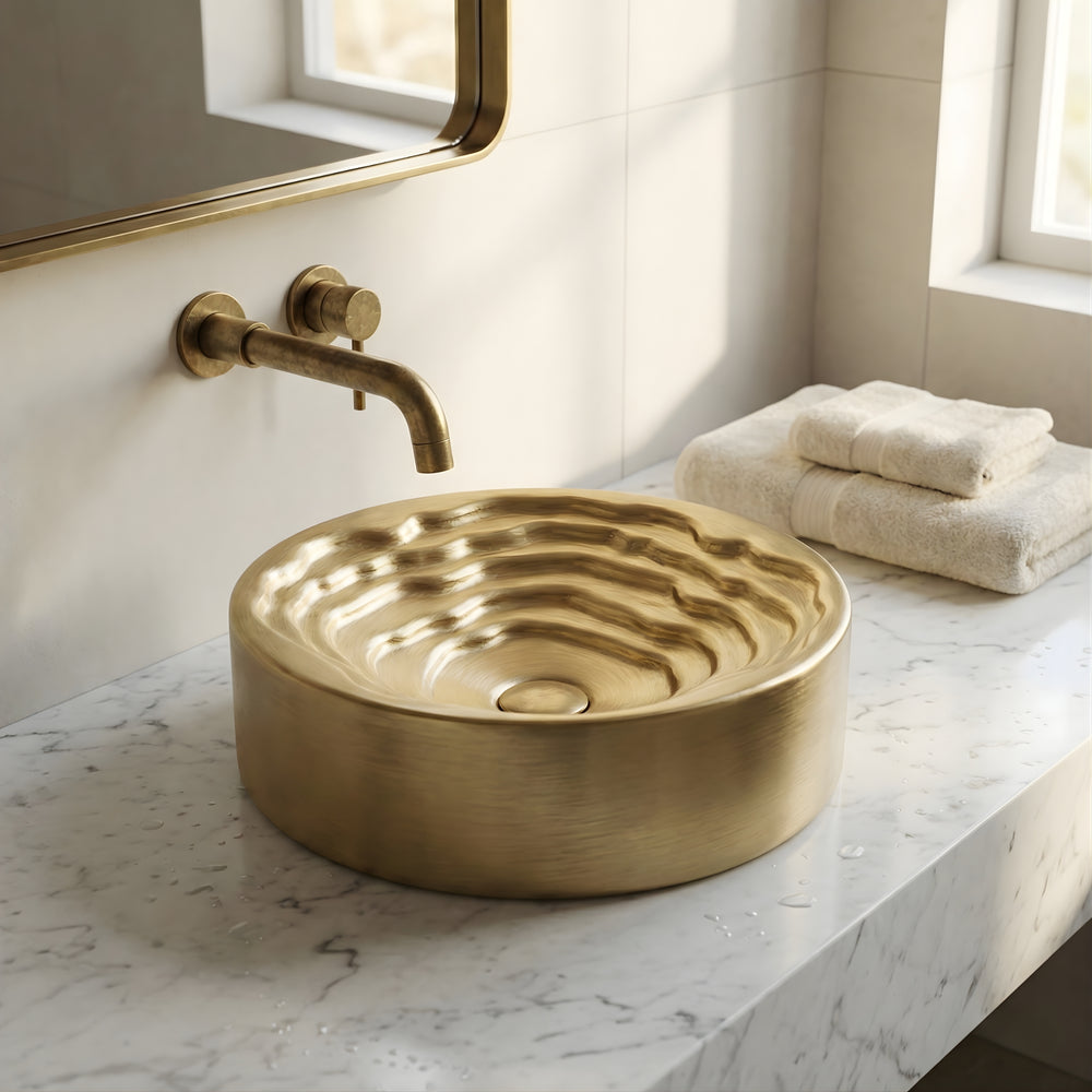 INFINITY ABOVE COUNTER CERAMIC BASIN MATTE GOLD 410MM