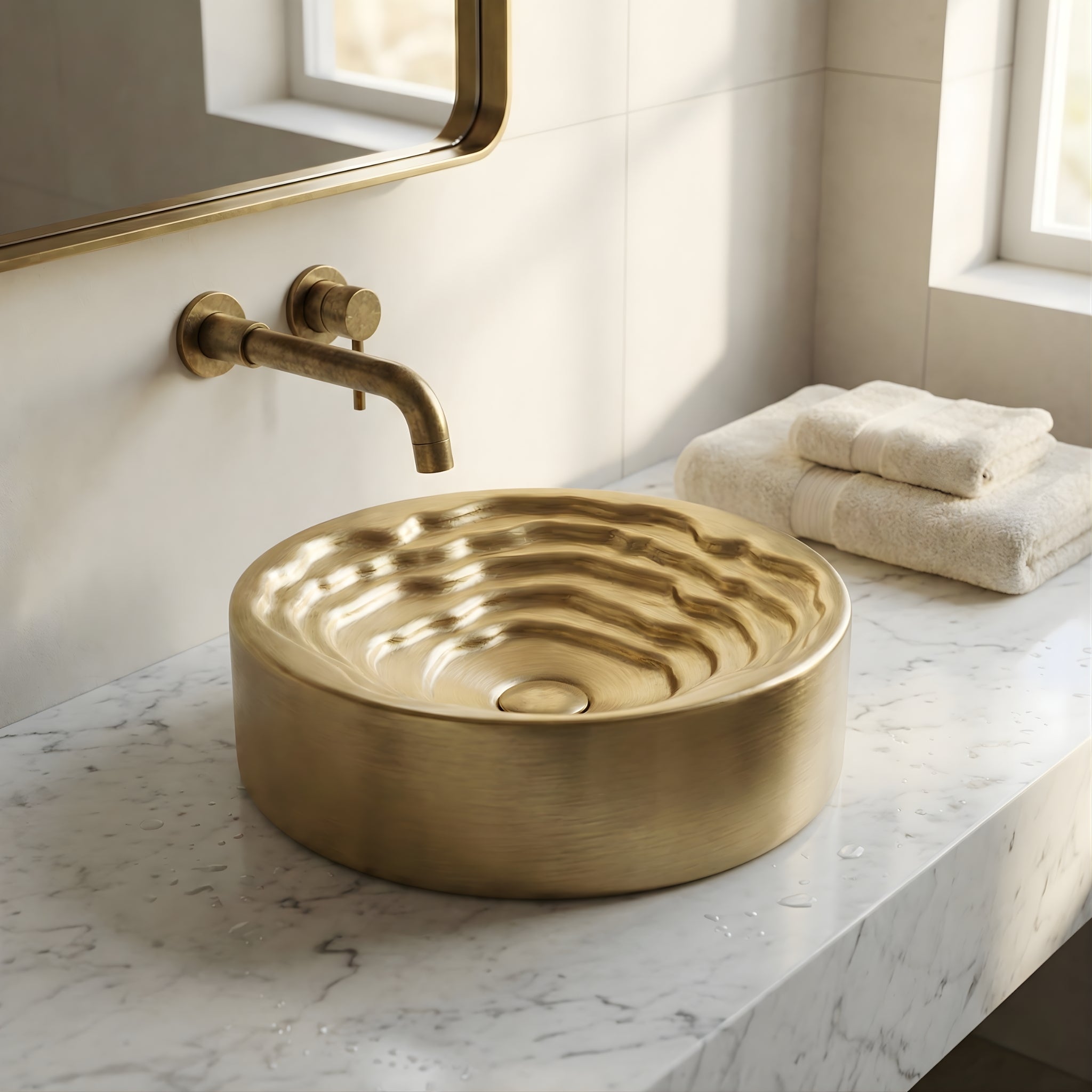 INFINITY ABOVE COUNTER CERAMIC BASIN MATTE GOLD 410MM