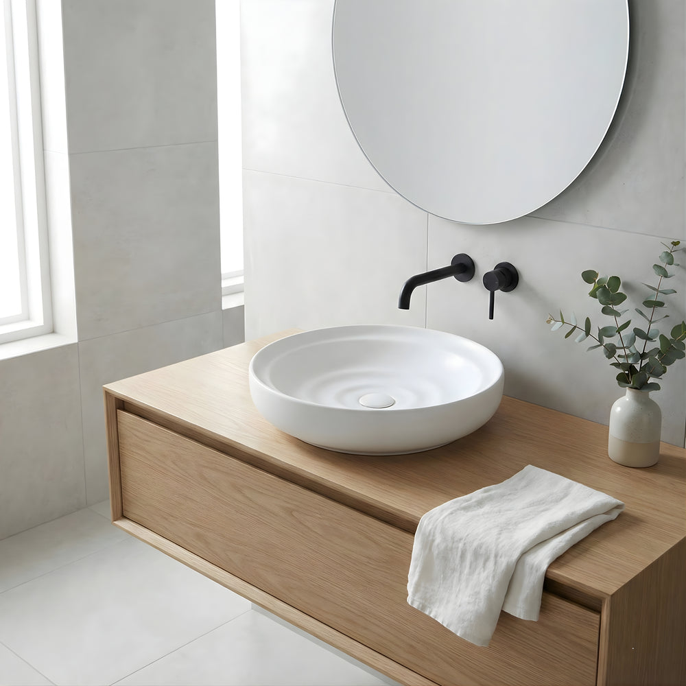 INFINITY ABOVE COUNTER CERAMIC BASIN MATTE WHITE 600MM