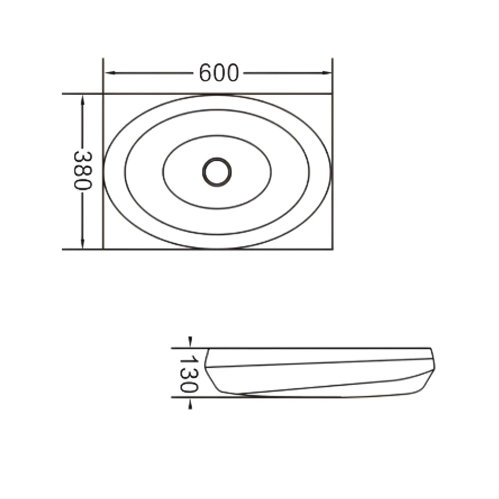 INFINITY ABOVE COUNTER CERAMIC BASIN MATTE GOLD 600MM