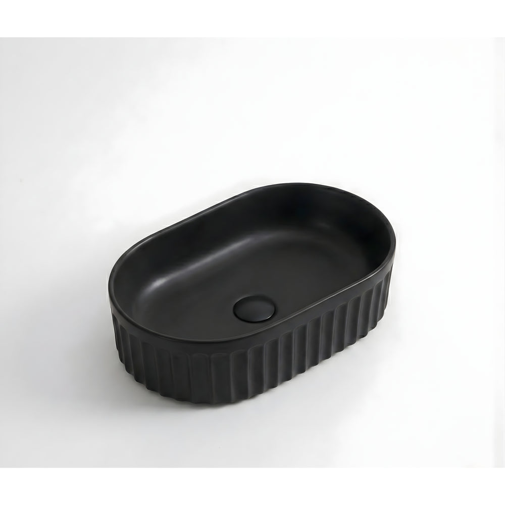 INFINITY ABOVE COUNTER CERAMIC BASIN MATTE BLACK 555MM