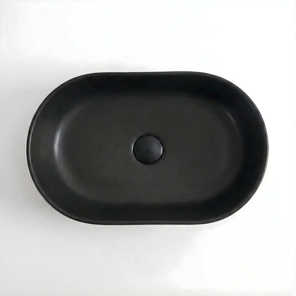 INFINITY ABOVE COUNTER CERAMIC BASIN MATTE BLACK 555MM