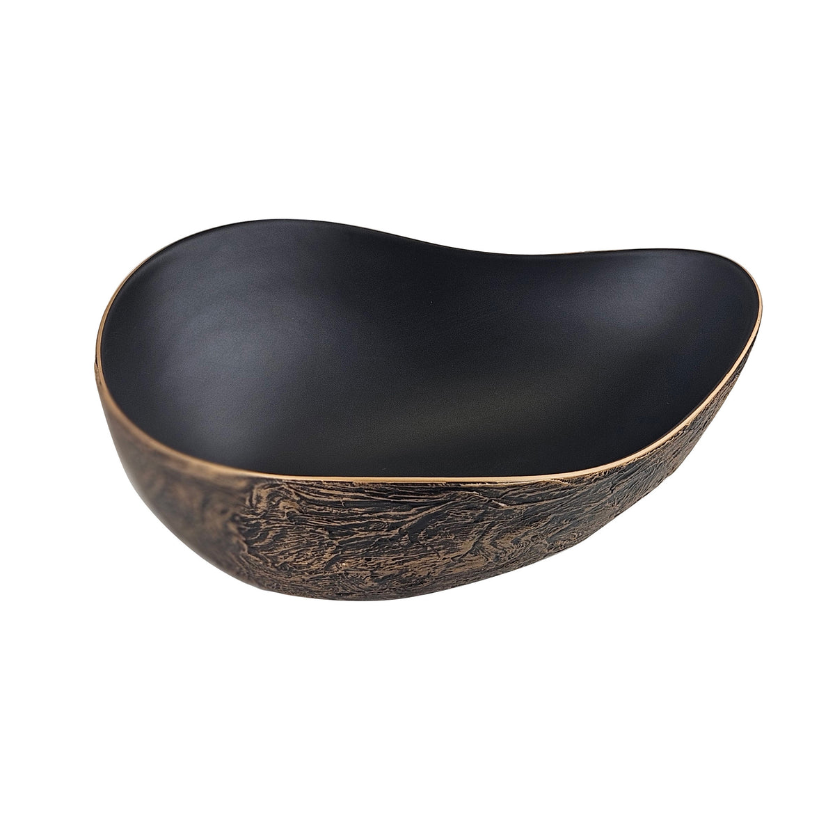 Infinity IA106 curved above-counter basin with matte black interior and copper gold exterior, isolated view