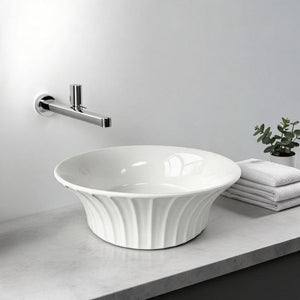 INFINITY CERAMIC BASIN ABOVE COUNTER ROUND GLOSS WHITE 395MM