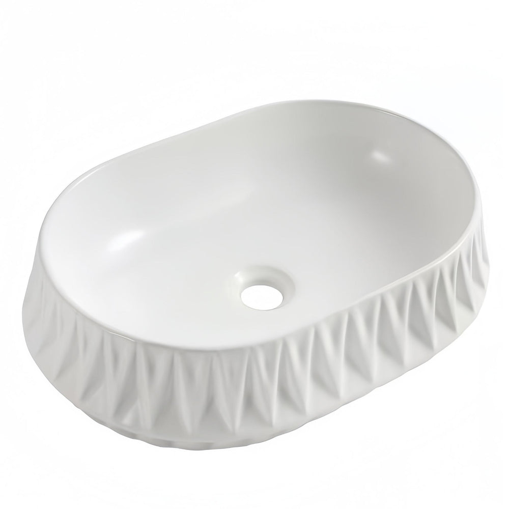 INFINITY CERAMIC BASIN ABOVE COUNTER OVAL MATTE WHITE 530MM
