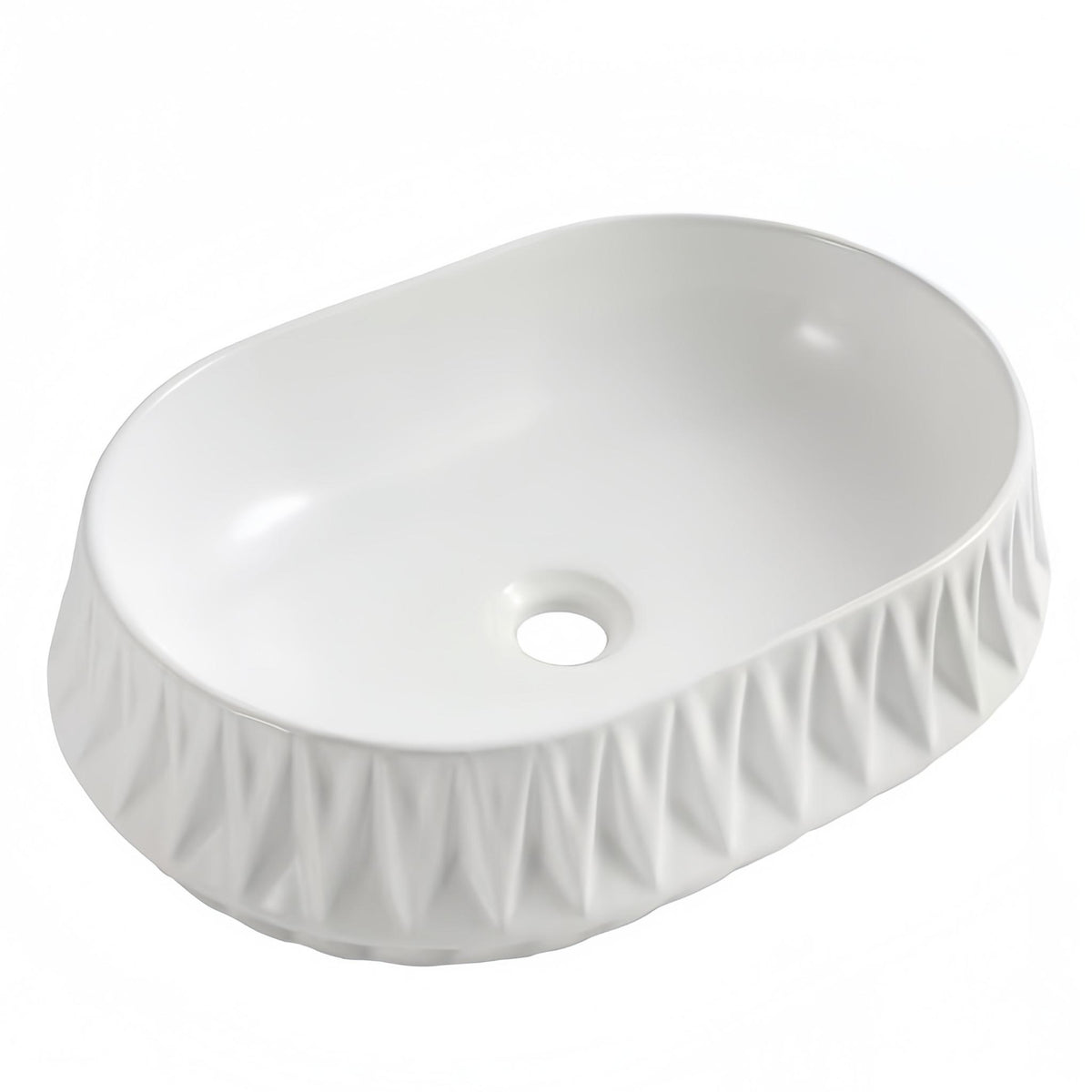 INFINITY CERAMIC BASIN ABOVE COUNTER OVAL MATTE WHITE 530MM