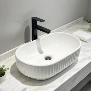 INFINITY CERAMIC BASIN ABOVE COUNTER OVAL GLOSS WHITE 500MM