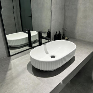 INFINITY CERAMIC BASIN ABOVE COUNTER OVAL GLOSS WHITE 500MM